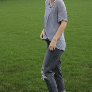 black & white stripped shirt